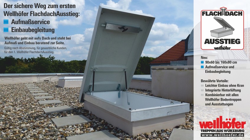 Abbildung Wellhöfer FlachdachAusstieg: Mehr Größen, mehr Service. 
