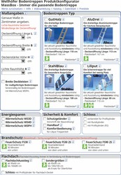 Abbildung zu Produktkonfigurator zur Auswahl der passenden Bodentreppe: Immer alle 4 Maße angeben! Deckenöffnung Länge und Breite, Deckenstärke, lichte Raumhöhe. Treppentyp wählen. WärmeSchutz Dämmung, Schutzgeländer, Handlauf nicht vergessen. Einfach und sicher die richtige Dachbodentreppe im Produktkonfigurator individuell zusammenstellen: www.massbox.de