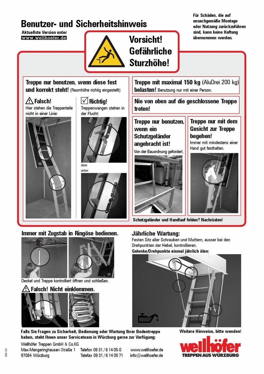 Abbildung Benutzer- und Sicherheitshinweis Wellhöfer Bodentreppen