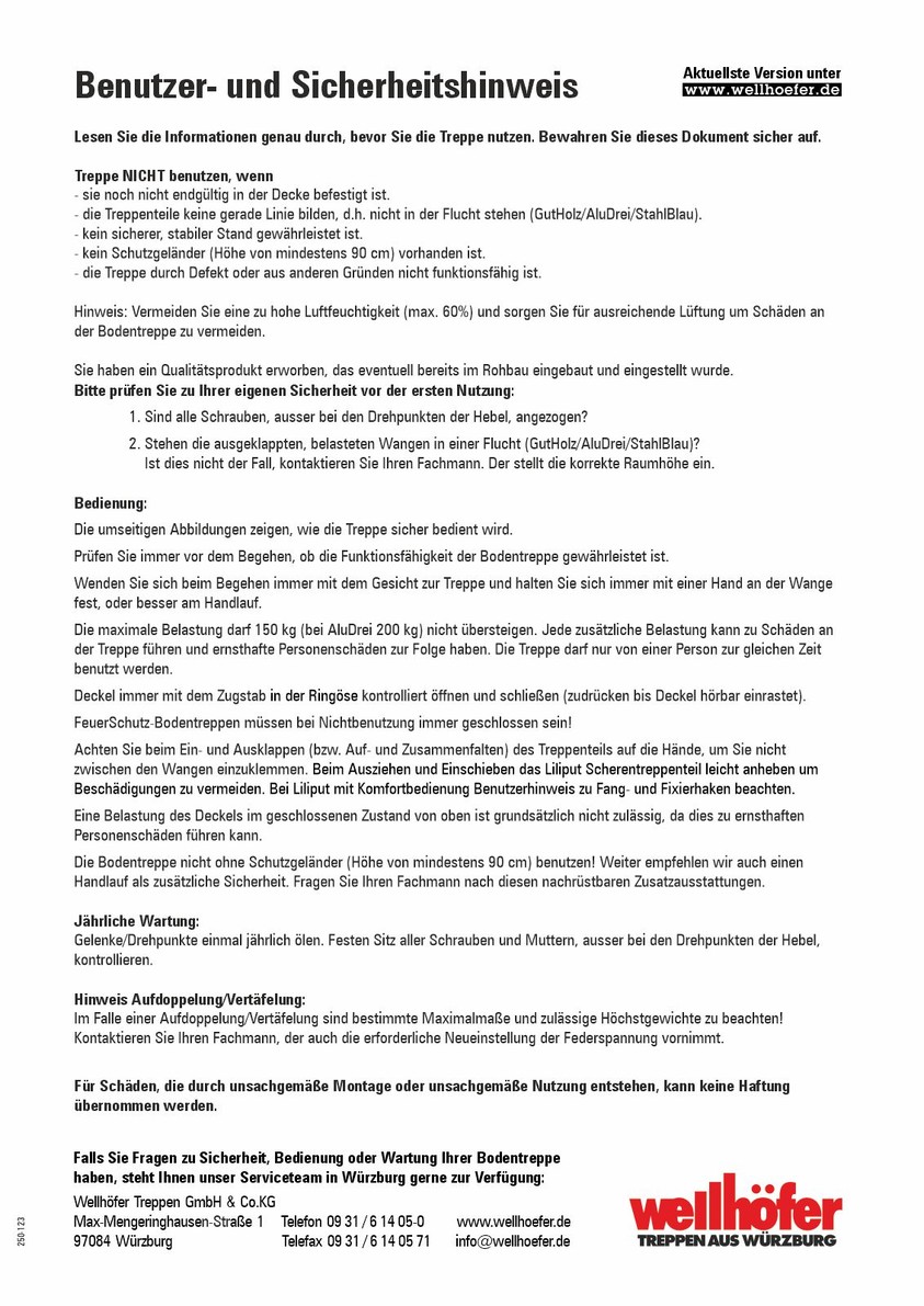 Abbildung Benutzer- und Sicherheitshinweis Wellhöfer Bodentreppen