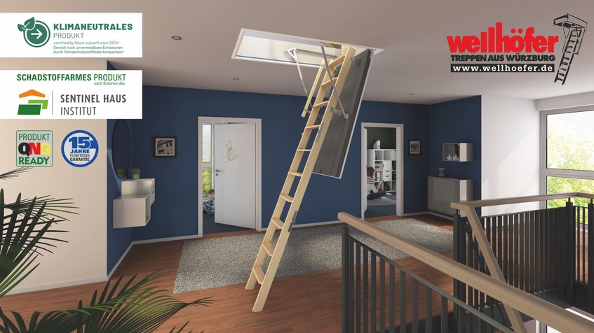 Abbildung Wellhöfer Bodentreppe GutHolz Ambiente schadstoffarm klimaneutral